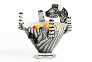 Glass zebra bowl